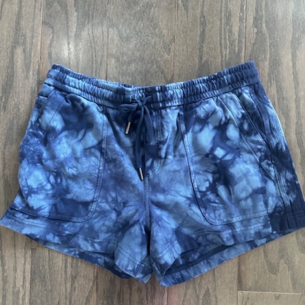 Athleta NWOT Farallon Knit Crustal Blue Tie Dye Drawstring Waist Short - Picture 5 of 16